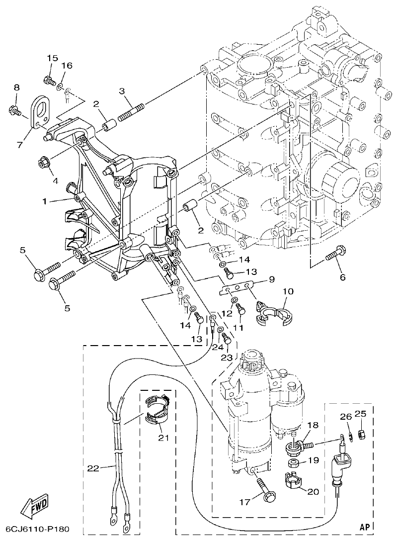 Yamaha F70AET ELECTRICAL 4 parts diagram